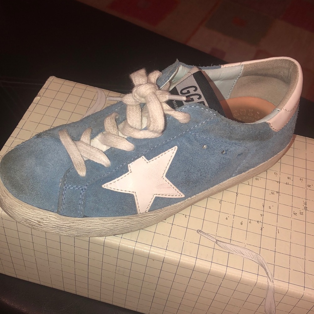 Golden Goose kids blue suede superstar sneakers